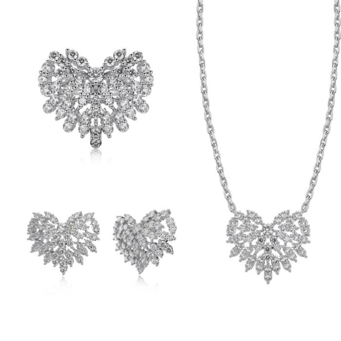 Aurojewels Round Zirconia with Heart Design Necklace - Image 6