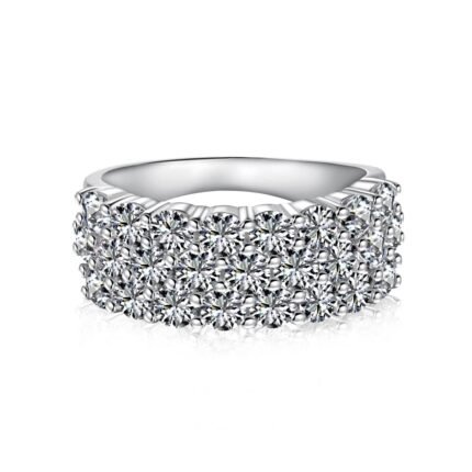 Aurojewels Sterling Silver and White Round Zirconia Diamond Ring