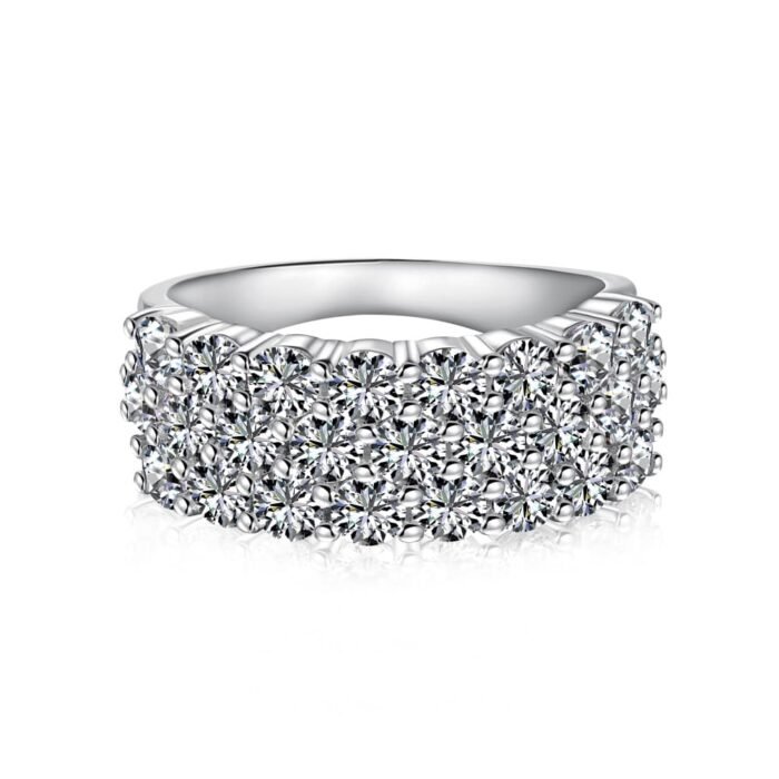 Aurojewels Sterling Silver and White Round Zirconia Diamond Ring