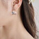Aurojewels 925 Sterling Silver Wide Frosted Earrings