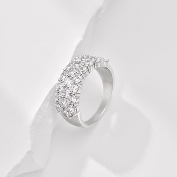 Aurojewels Sterling Silver and White Round Zirconia Diamond Ring