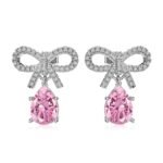 Aurojewels Pink Pear Drop Bow Design Earrings