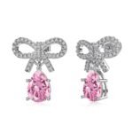 Aurojewels Pink Pear Drop Bow Design Earrings