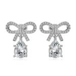 Aurojewels White Pear Drop Bow Design Earrings