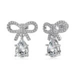 Aurojewels White Pear Drop Bow Design Earrings