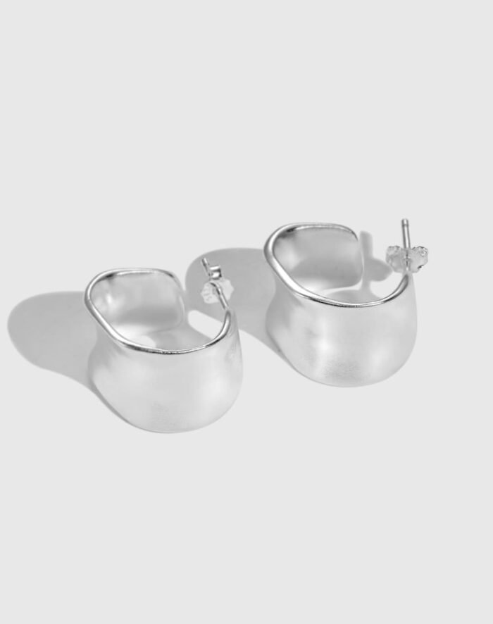Aurojewels 925 Sterling Silver Wide Frosted Earrings