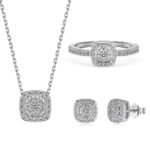 Aurojewels Silver S925 Soothing Ring Earring Necklace Set