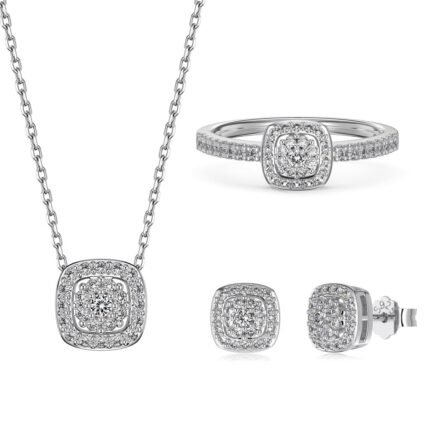 Aurojewels Silver S925 Soothing Ring Earring Necklace Set
