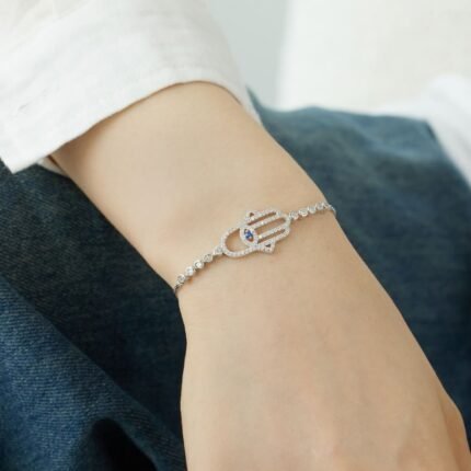 Aurojewels S925 Silver Blue Round Zirconia Set Bracelet
