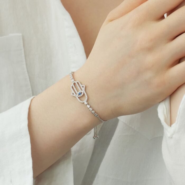 Aurojewels S925 Silver Blue Round Zirconia Set Bracelet