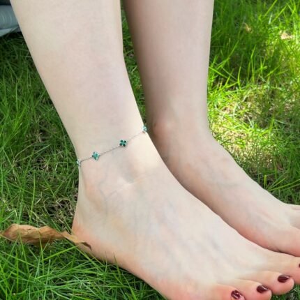 Aurojewels Silver S925 Clover,Butterfly Fashion Anklet