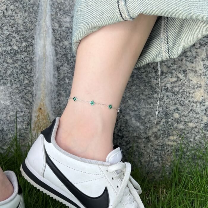 Aurojewels Silver S925 Clover,Butterfly Fashion Anklet