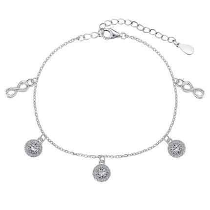Aurojewels S925 Silver Infinity Symbol Fashion Anklet-White