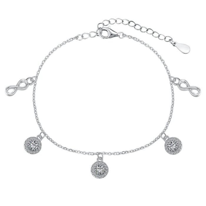 Aurojewels S925 Silver Infinity Symbol Fashion Anklet-White