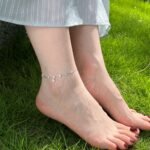 Aurojewels Silver S925 White Round Zirconia Clover Anklet