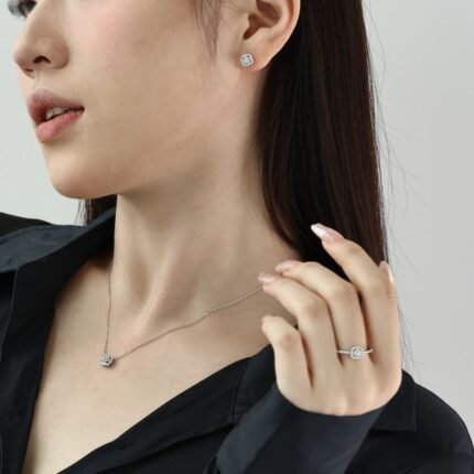 Aurojewels Silver S925 Soothing Ring Earring Necklace Set