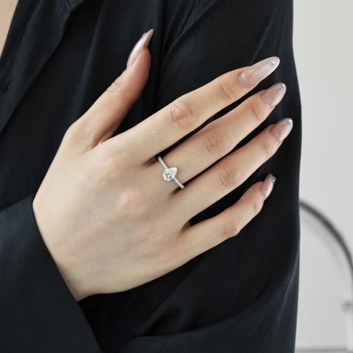 Aurojewels Silver S925 White Pear Drops Round Zirconia Fashion Design Set