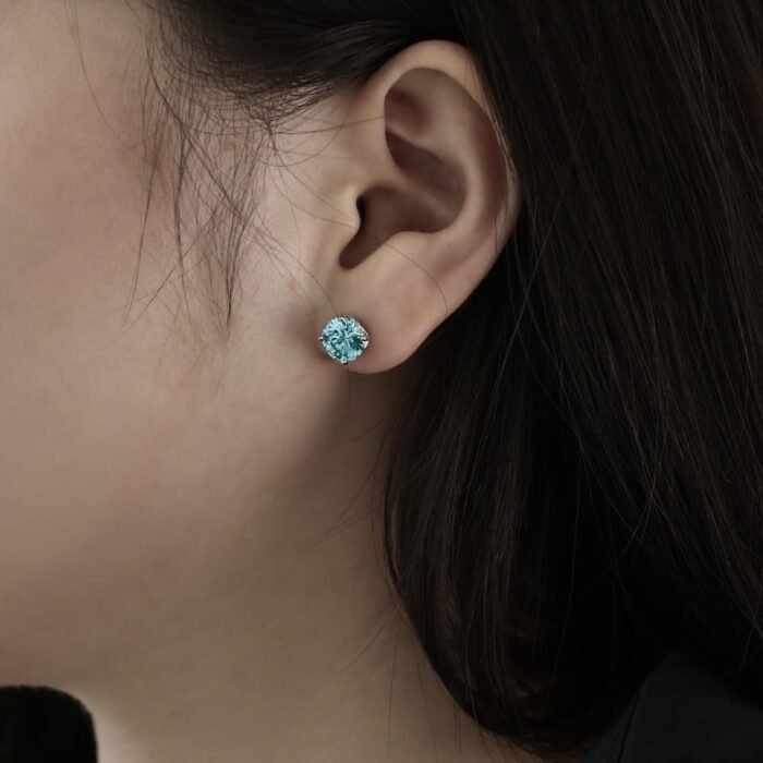 Aurojewels Silver S925 Light Navy Blue Round Zirconia Fashion Premium Set