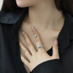 Aurojewels Silver S925 Light Navy Blue Round Zirconia Fashion Premium Set