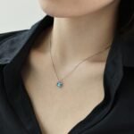 Aurojewels Silver S925 Light Navy Blue Round Zirconia Fashion Premium Set