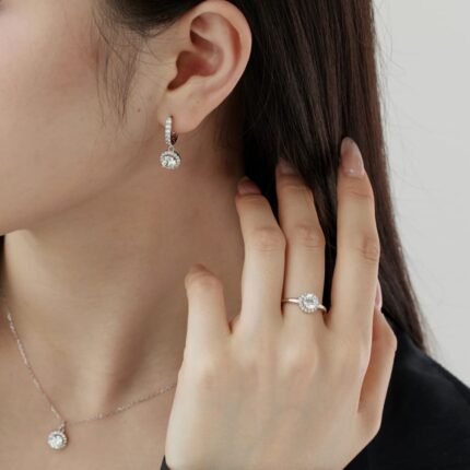 Aurojewels Silver S925 Ring Earrings Necklace 3 Piece Premium Set