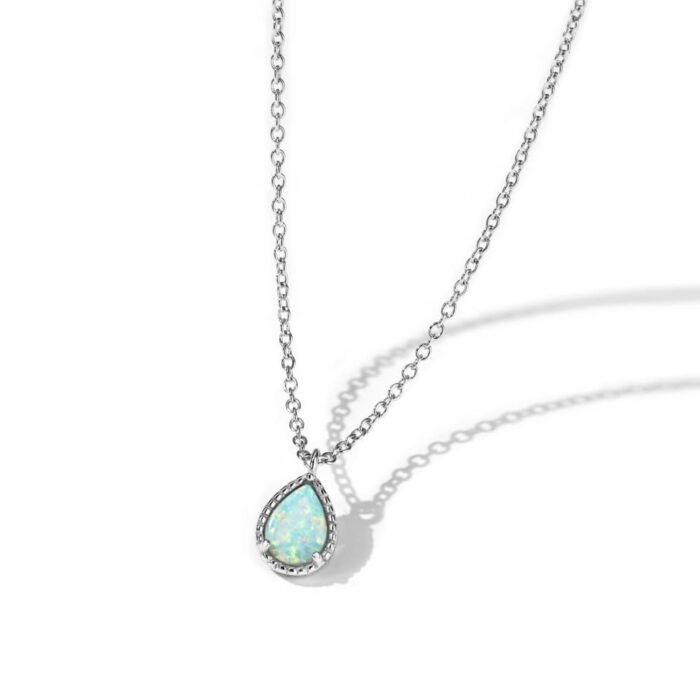 Aurojewels Silver S925 White Colorful Pear Drops Synthetic Stone Jewelry Set