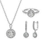 Aurojewels Silver S925 Ring Earrings Necklace 3 Piece Premium Set