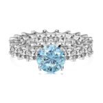 Aurojewels Silver S925 Light Navy Blue Round Zirconia Fashion Premium Set
