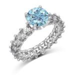 Aurojewels Silver S925 Light Navy Blue Round Zirconia Fashion Premium Set