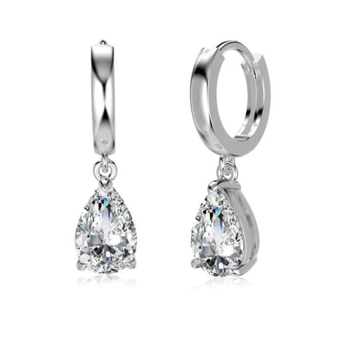 Aurojewels Silver S925 White Pear Drops Round Zirconia Fashion Design Set