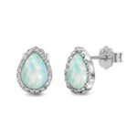 Aurojewels Silver S925 White Colorful Pear Drops Synthetic Stone Jewelry Set