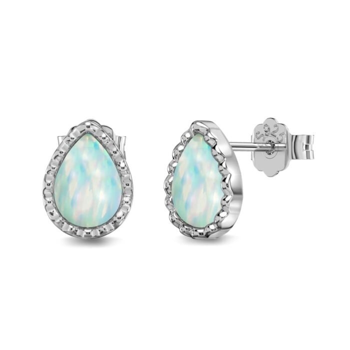 Aurojewels Silver S925 White Colorful Pear Drops Synthetic Stone Jewelry Set