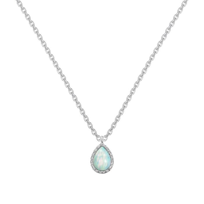 Aurojewels Silver S925 White Colorful Pear Drops Synthetic Stone Jewelry Set