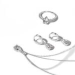 Aurojewels Silver S925 White Pear Drops Round Zirconia Fashion Design Set