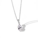 necklace of Aurojewels Silver S925 White Pear Drops Round Zirconia Fashion Design Set