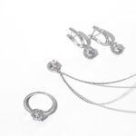 Aurojewels Silver S925 Ring Earrings Necklace 3 Piece Premium Set