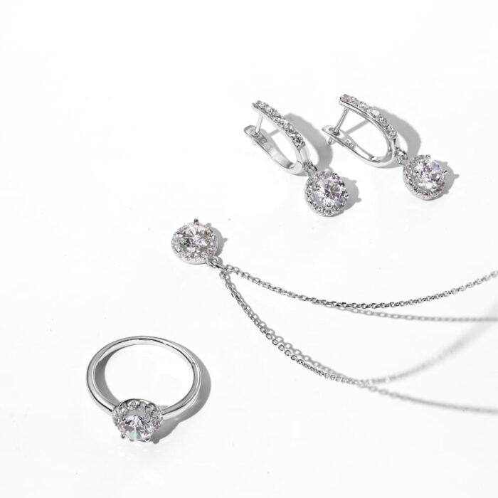 Aurojewels Silver S925 Ring Earrings Necklace 3 Piece Premium Set