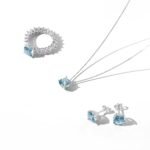 Aurojewels Silver S925 Light Navy Blue Round Zirconia Fashion Premium Set