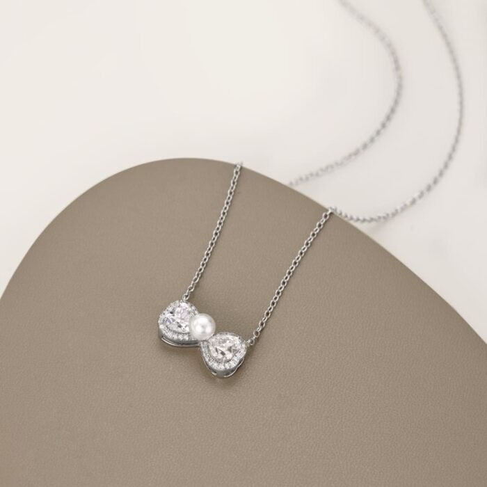 Aurojewels Silver S925 Spiritual Heart Bow Necklace, Earrings, Ring