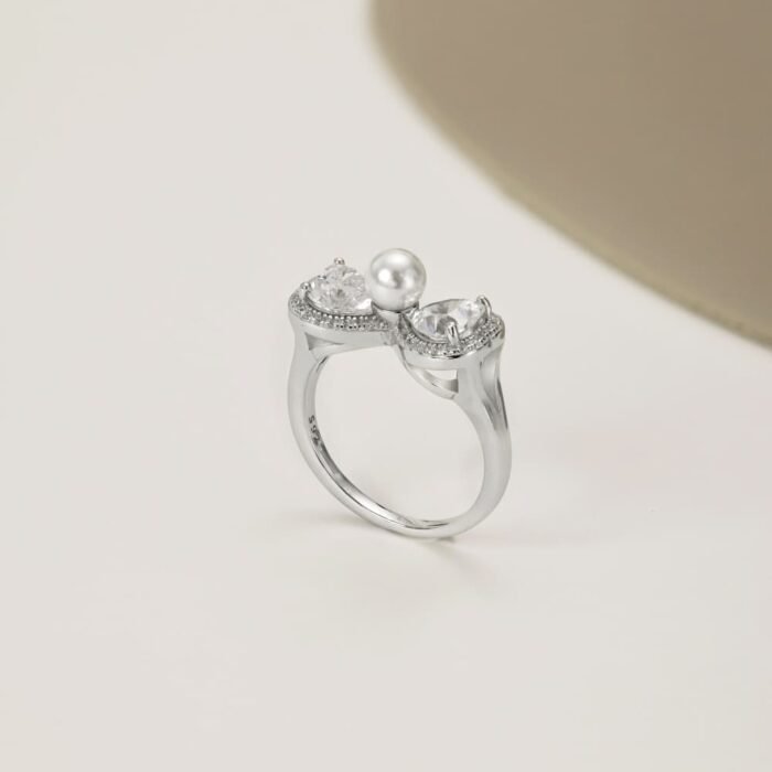 Aurojewels Silver S925 Spiritual Heart Bow Necklace, Earrings, Ring