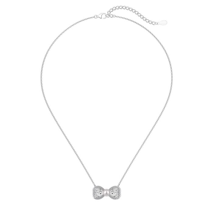 Aurojewels Silver S925 Spiritual Heart Bow Necklace, Earrings, Ring