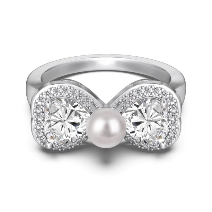 Aurojewels Silver S925 Spiritual Heart Bow Necklace, Earrings, Ring