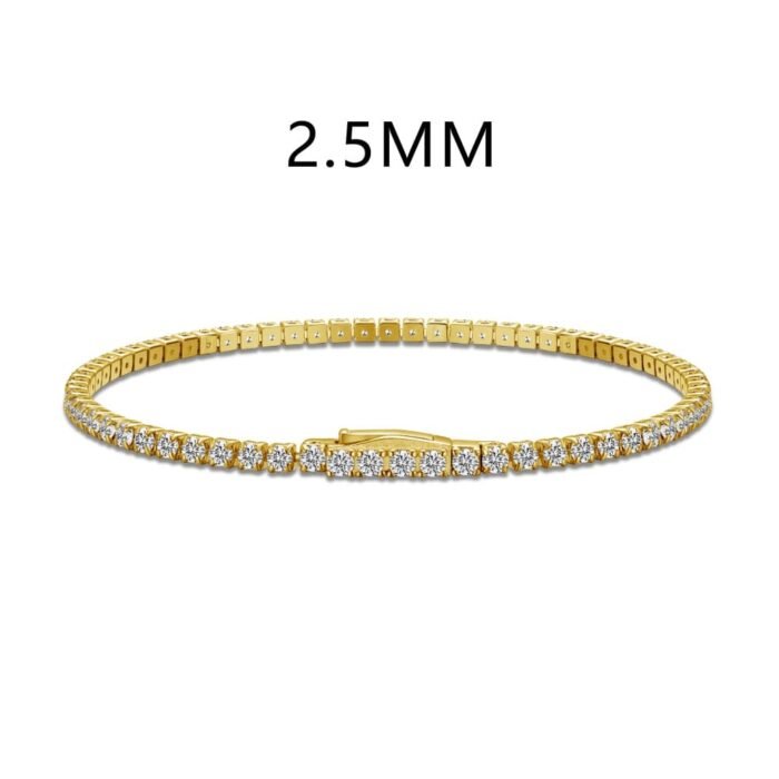 Aurojewels S925 Sterling Silver 5A Diamond Invisible Clasp Tennis Bracelet