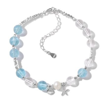 Aurojewels S925 Sterling Silver White Crystal Pearl Bracelet