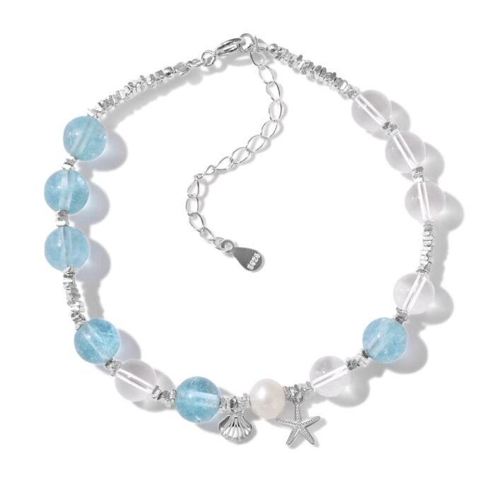 Aurojewels S925 Sterling Silver White Crystal Pearl Bracelet
