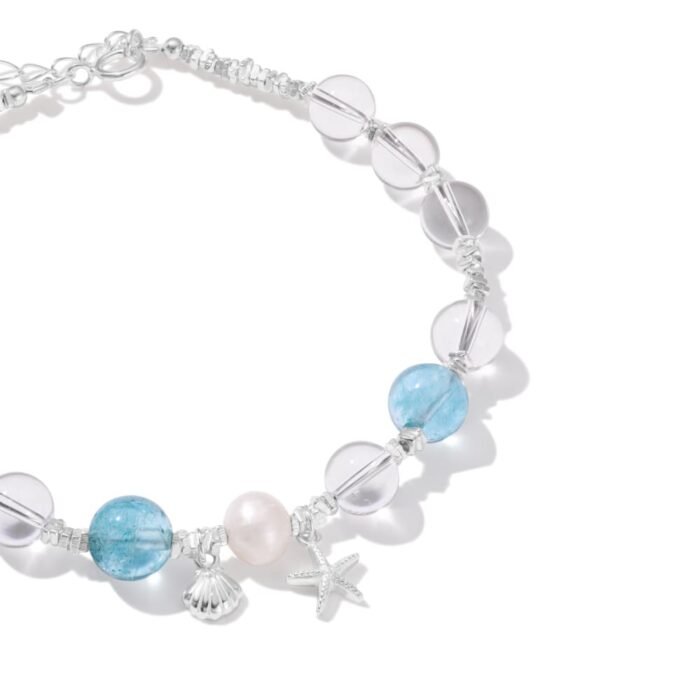 Aurojewels S925 Sterling Silver White Crystal Pearl Bracelet