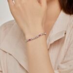 S925 Sterling Silver Colorful Rectangular Trapezium Rainbow Bracelet - Image 2