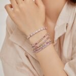 S925 Sterling Silver Colorful Rectangular Trapezium Rainbow Bracelet - Image 3