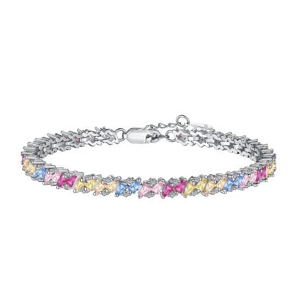 Main picture of S925 Sterling Silver Colorful Zirconia Set Delicate Fashion Bracelet