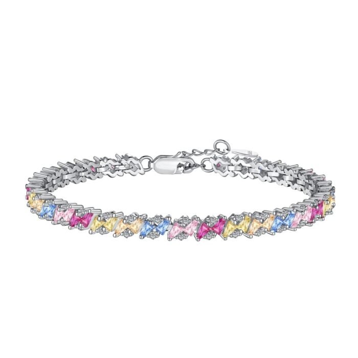 Main picture of S925 Sterling Silver Colorful Zirconia Set Delicate Fashion Bracelet
